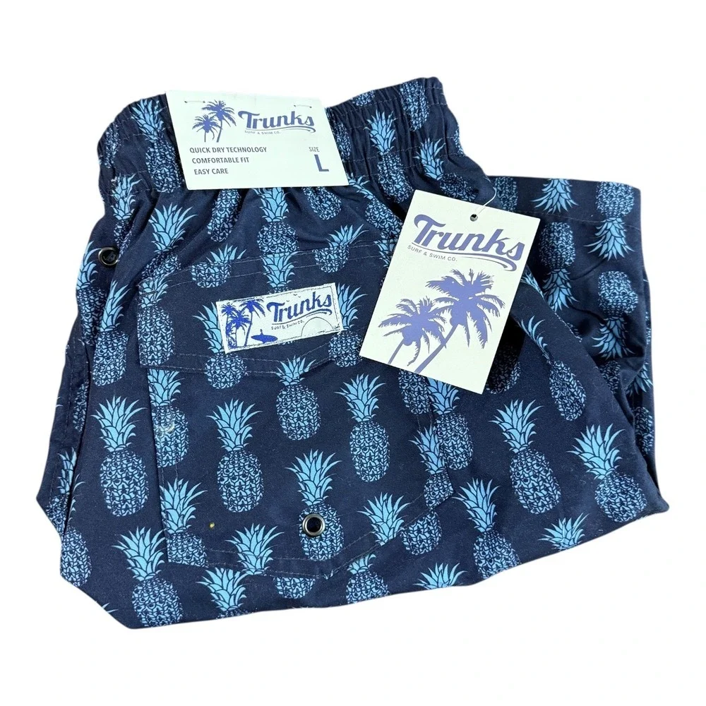 NEW Trunks Surf Swim Co Mens Large Pineapple Print Swim‎ Trunks Mesh Quick Dry